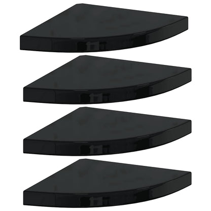 Scaffali Angolari a Parete 4 pz Nero Lucido 35x35x3,8 cm MDF | homemem39