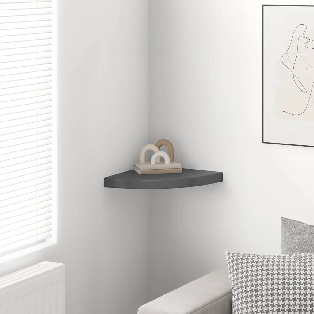 Scaffale Angolare a Parete Grigio Lucido 35x35x3,8 cm in MDF | homemem39
