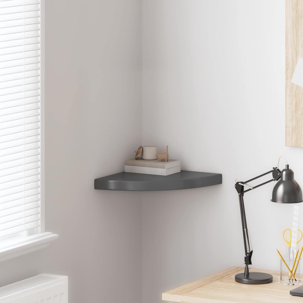 Scaffale Angolare a Parete Grigio Lucido 35x35x3,8 cm in MDF | homemem39