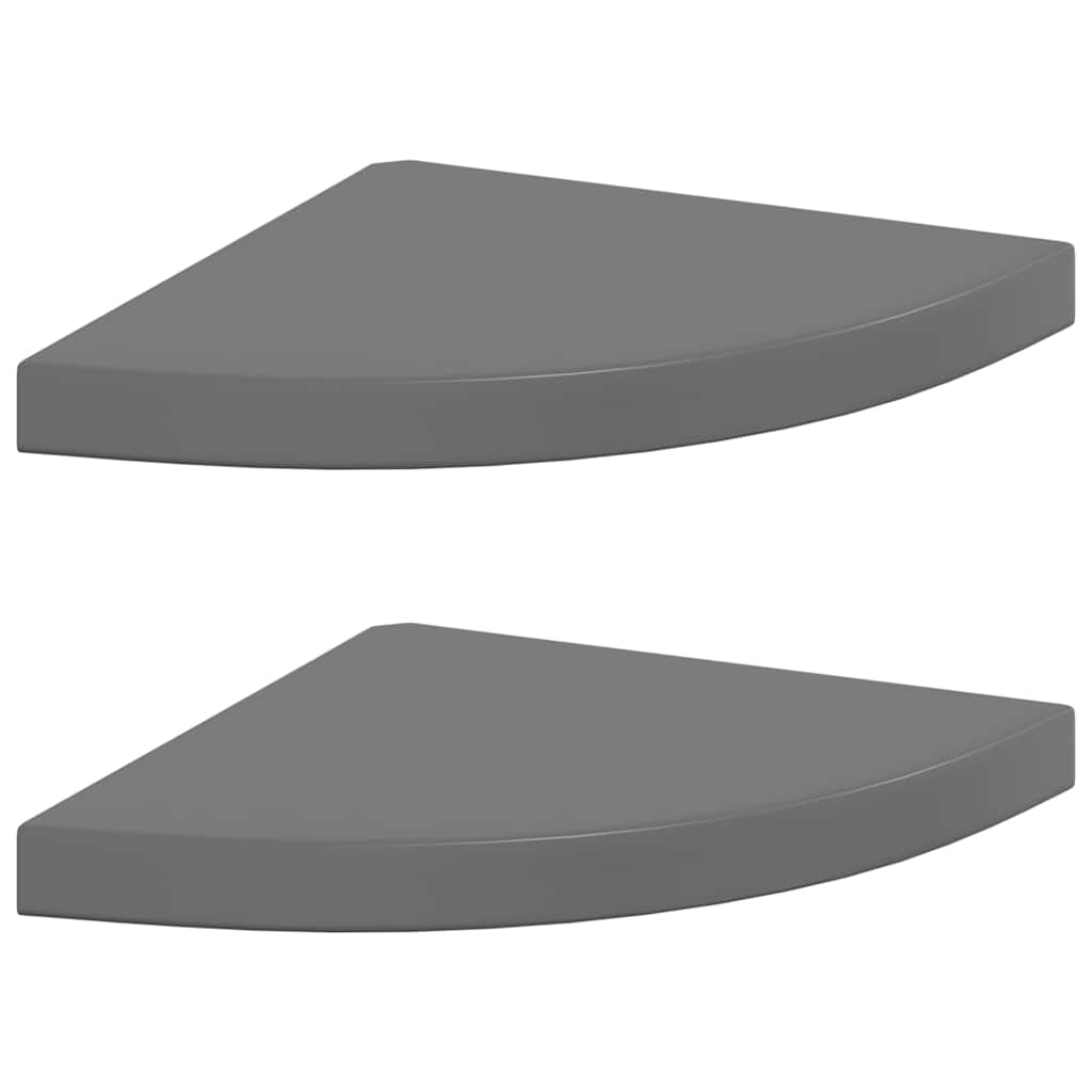 Scaffali Angolari a Parete 2 pz Grigio Lucido 35x35x3,8 cm MDF | homemem39