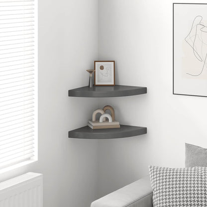 Scaffali Angolari a Parete 2 pz Grigio Lucido 35x35x3,8 cm MDF | homemem39