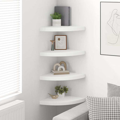 Scaffali Angolari a Parete 4 pz Bianchi 35x35x3,8 cm in MDF | homemem39
