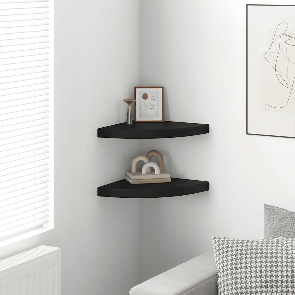 Scaffali Angolari a Parete 2 pz Neri 35x35x3,8 cm in MDF | homemem39