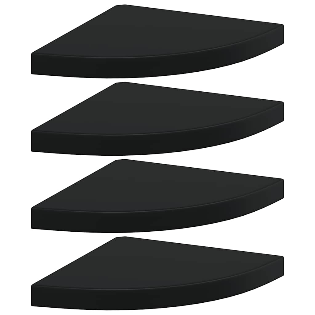 Scaffali Angolari a Parete 4 pz Neri 35x35x3,8 cm in MDF | homemem39