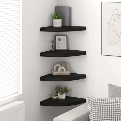 Scaffali Angolari a Parete 4 pz Neri 35x35x3,8 cm in MDF | homemem39
