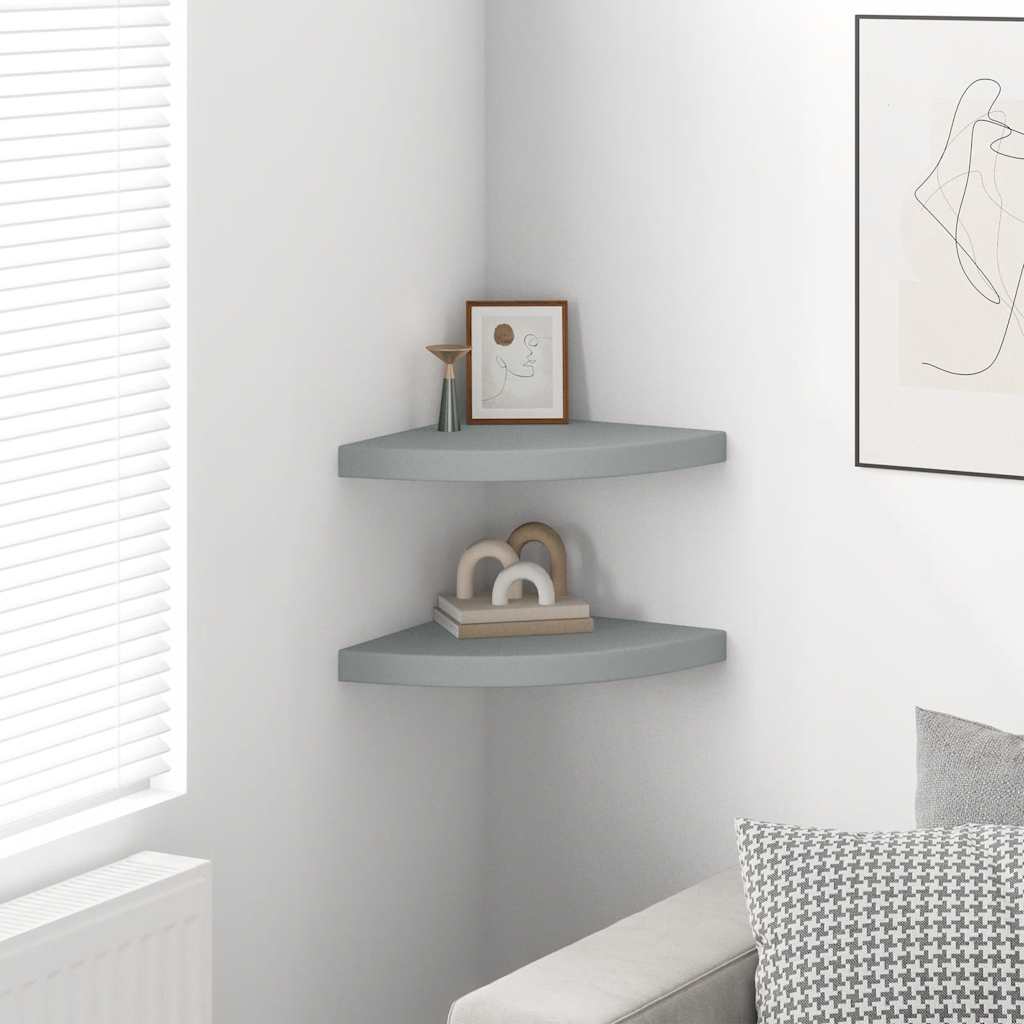 Scaffali Angolari a Parete 2 pz Grigi 35x35x3,8 cm in MDF | homemem39