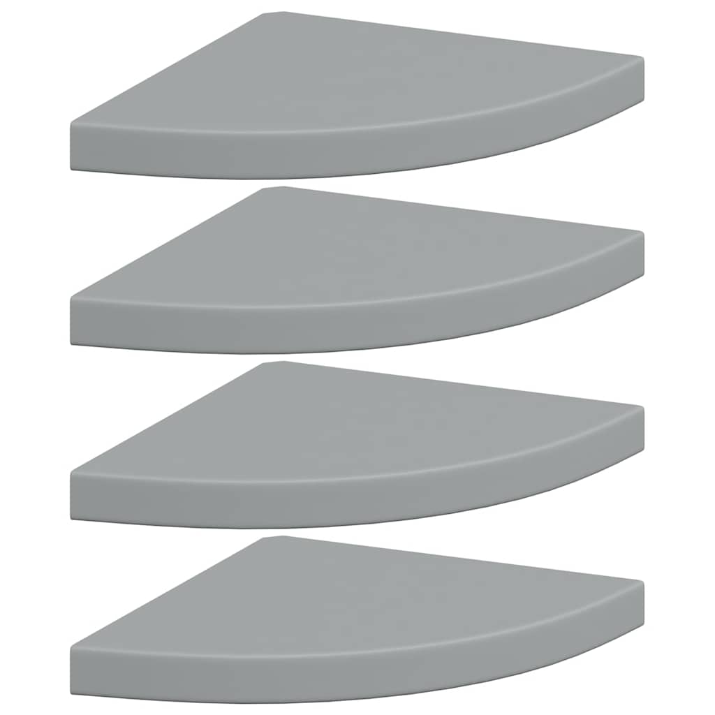 Scaffali Angolari a Parete 4 pz Grigi 35x35x3,8 cm in MDF | homemem39