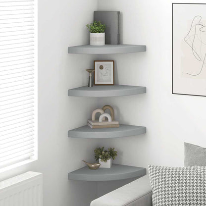 Scaffali Angolari a Parete 4 pz Grigi 35x35x3,8 cm in MDF | homemem39