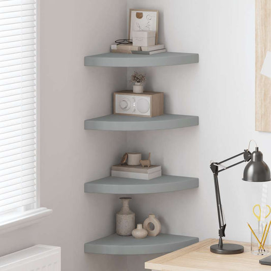 Scaffali Angolari a Parete 4 pz Grigi 35x35x3,8 cm in MDF | homemem39