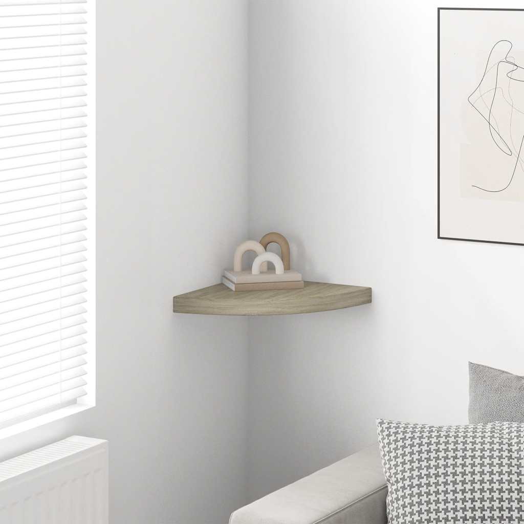 Scaffale Angolare a Parete Rovere 35x35x3,8 cm in MDF | homemem39