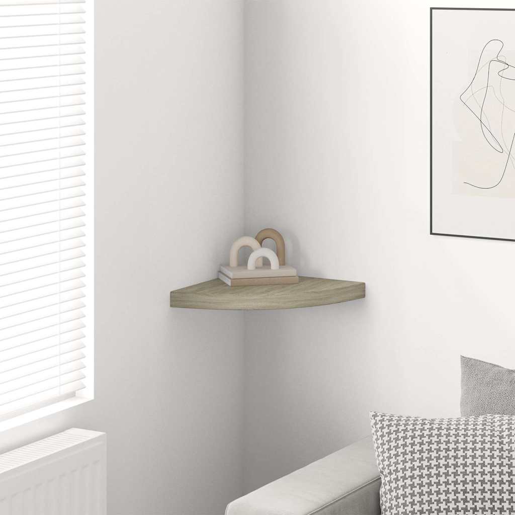 Scaffale Angolare a Parete Rovere 35x35x3,8 cm in MDF