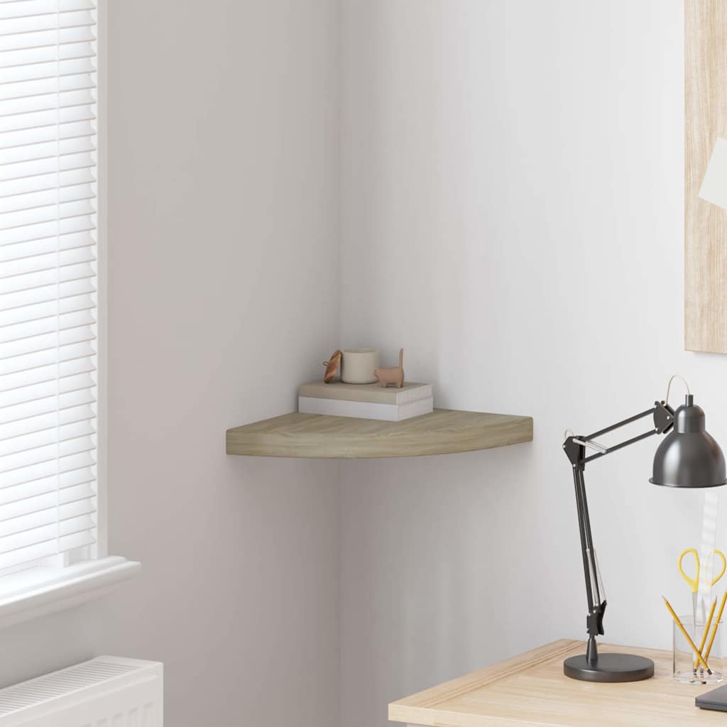 Scaffale Angolare a Parete Rovere 35x35x3,8 cm in MDF
