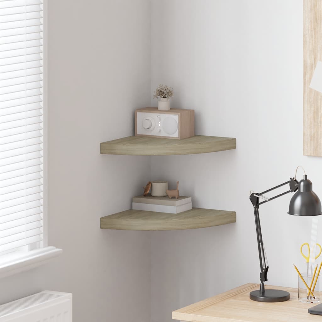 Scaffali Angolari a Parete 2 pz Rovere 35x35x3,8 cm in MDF | homemem39