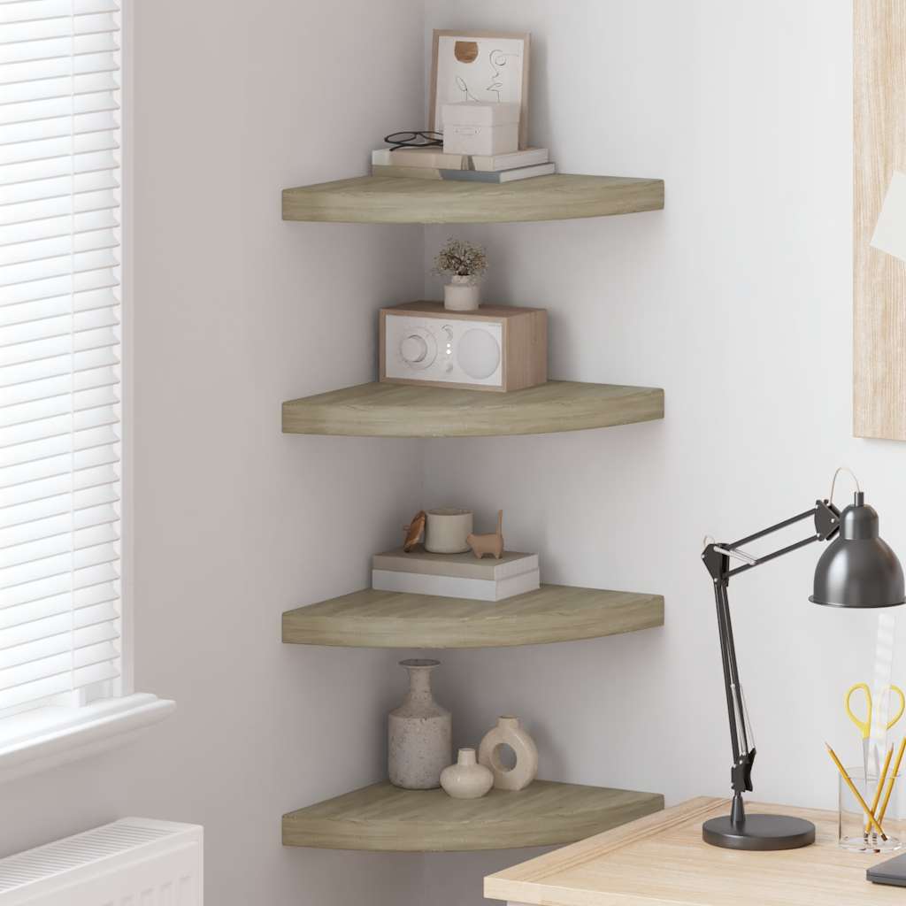 Scaffali Angolari a Parete 4 pz Rovere 35x35x3,8 cm in MDF | homemem39