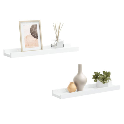 Shelves with Overhang 2 pcs White 40x9x3 cm MDF