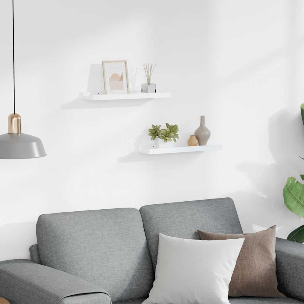 Shelves with Overhang 2 pcs White 40x9x3 cm MDF