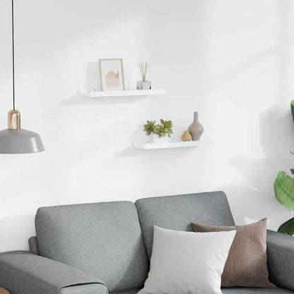 Shelves with Overhang 2 pcs White 40x9x3 cm MDF