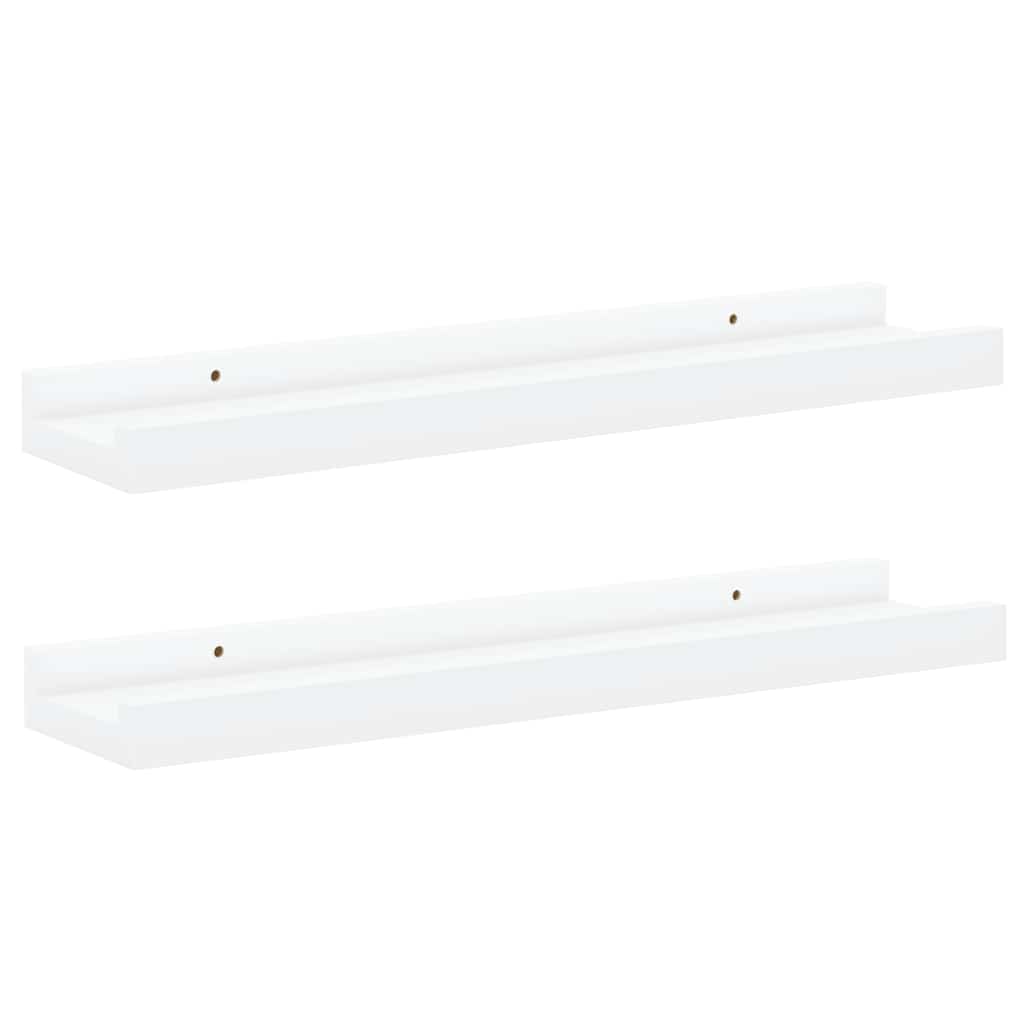 Shelves with Overhang 2 pcs White 40x9x3 cm MDF
