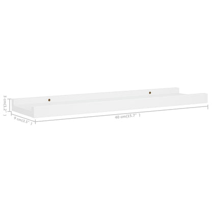 Shelves with Overhang 2 pcs White 40x9x3 cm MDF