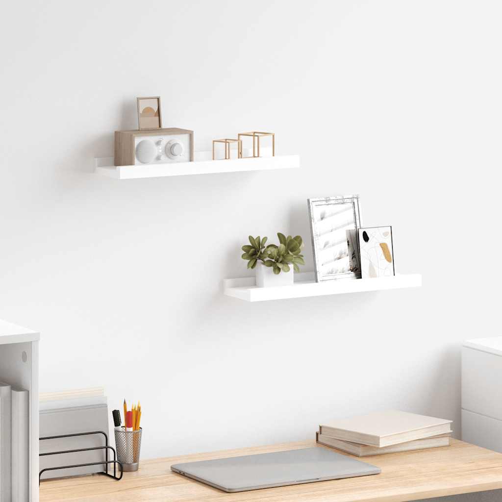 Shelves with Overhang 2 pcs White 40x9x3 cm MDF
