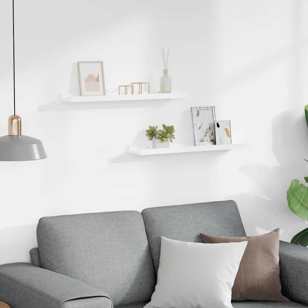 Mensole con Sporgenza 2 pz Bianche 60x9x3 cm MDF | homemem39