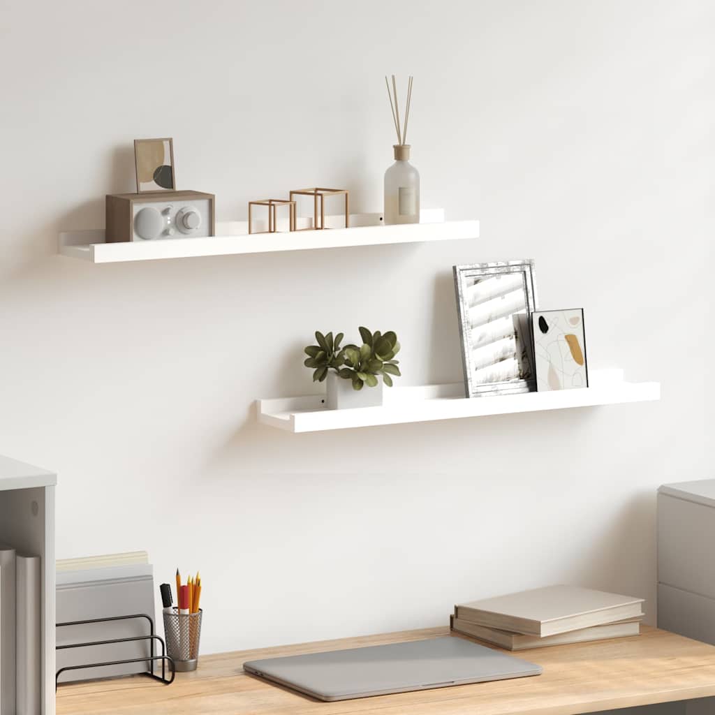 Mensole con Sporgenza 2 pz Bianche 60x9x3 cm MDF | homemem39