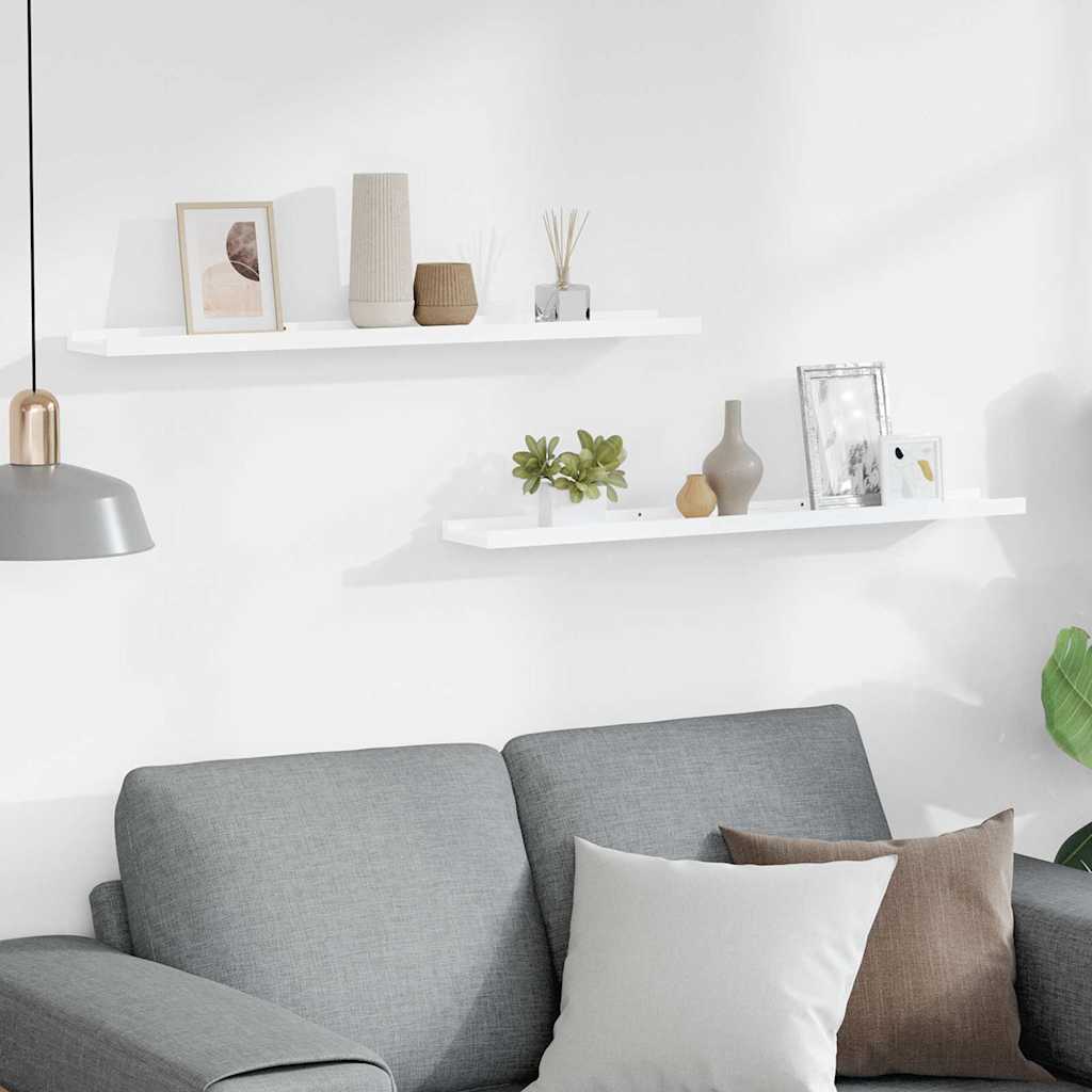 Mensole con Sporgenza 2 pz Bianche 80x9x3 cm MDF | homemem39