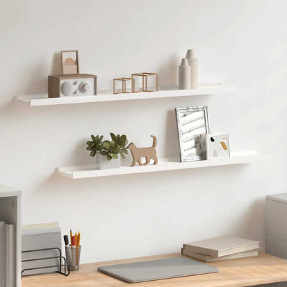 Mensole con Sporgenza 2 pz Bianche 80x9x3 cm MDF