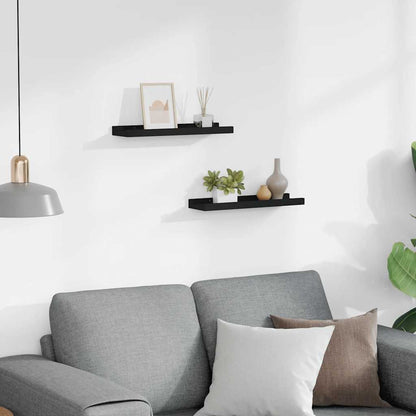 Mensole con Sporgenza 2 pz Nere 40x9x3 cm MDF