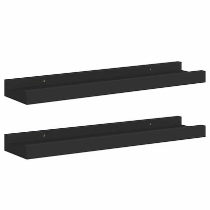 Mensole con Sporgenza 2 pz Nere 40x9x3 cm MDF | homemem39