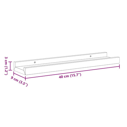 Mensole con Sporgenza 2 pz Nere 40x9x3 cm MDF