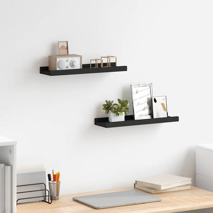 Mensole con Sporgenza 2 pz Nere 40x9x3 cm MDF | homemem39