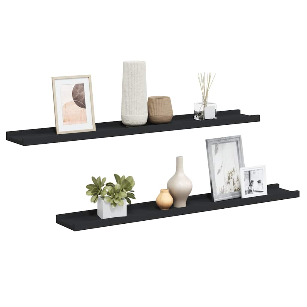 Mensole Loggia per Foto 2 pz Nere 80x9x3 cm in MDF | homemem39
