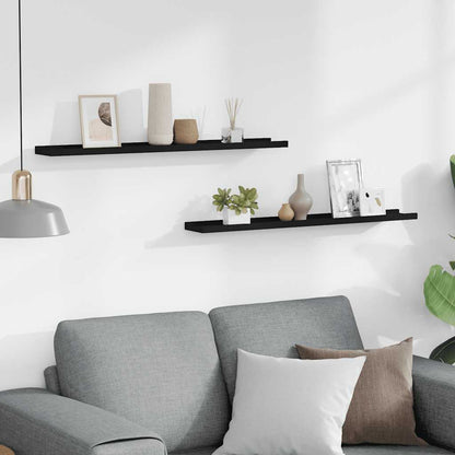 Mensole Loggia per Foto 2 pz Nere 80x9x3 cm in MDF | homemem39