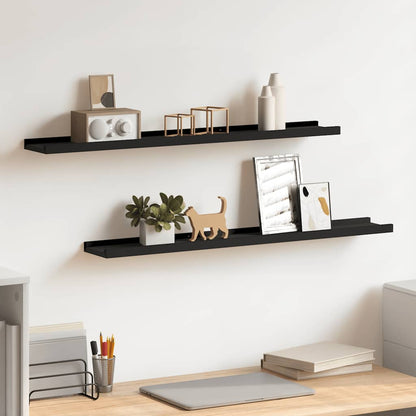 Mensole Loggia per Foto 2 pz Nere 80x9x3 cm in MDF | homemem39
