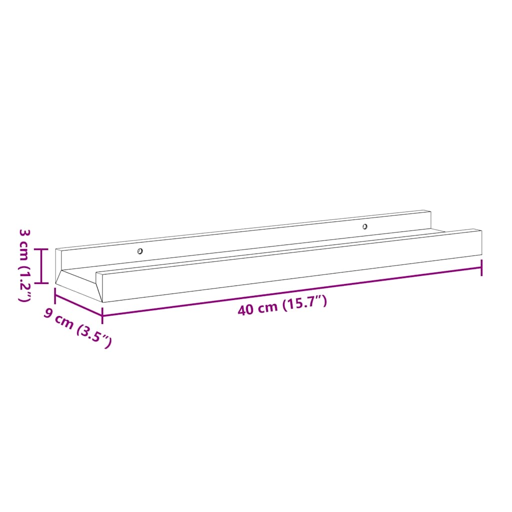 Mensole Loggia per Foto 2 pz Grigie 40x9x3 cm in MDF | homemem39