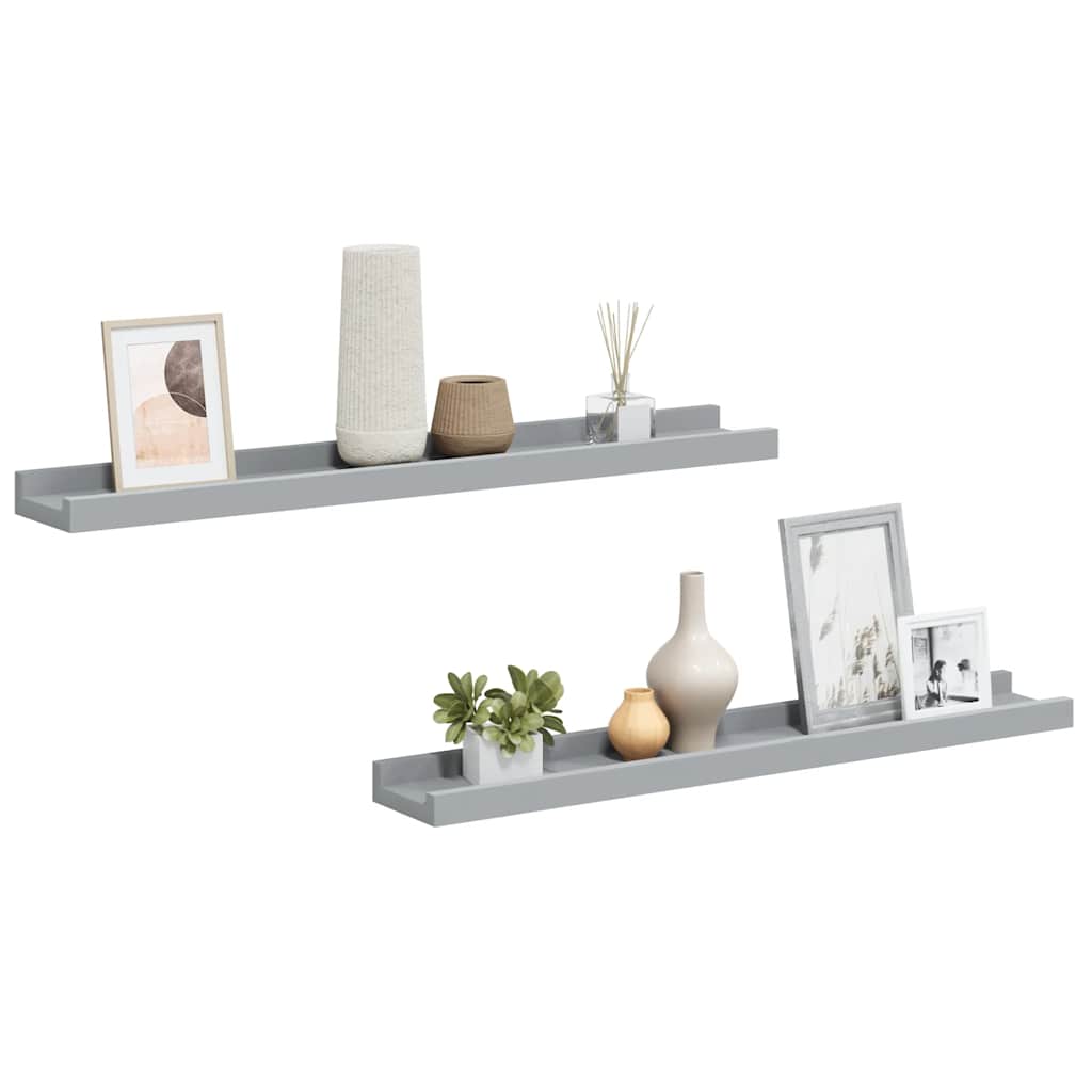 Mensole Loggia per Foto 2 pz Grigie 60x9x3 cm in MDF | homemem39