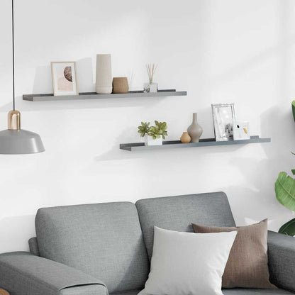 Mensole Loggia per Foto 2 pz Grigie 80x9x3 cm in MDF | homemem39