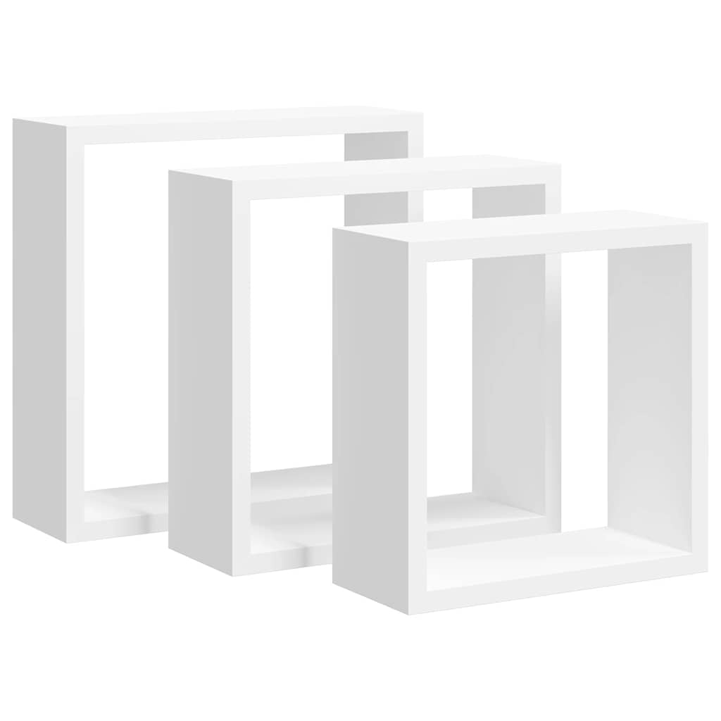 Mensole a Cubo da Parete 3 pz Bianche in MDF | homemem39