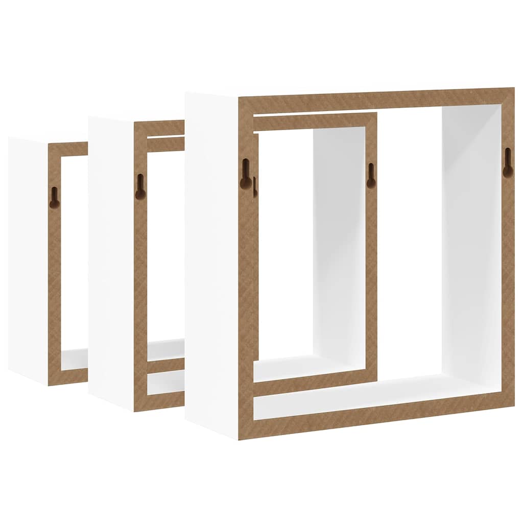 Mensole a Cubo da Parete 3 pz Bianche in MDF | homemem39