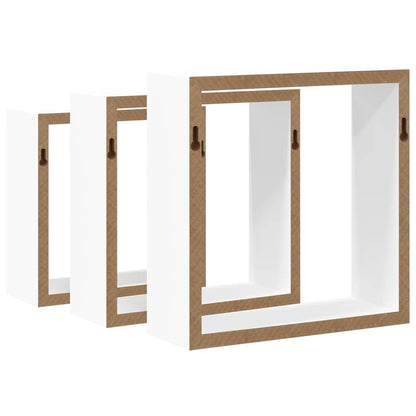 Mensole a Cubo da Parete 3 pz Bianche in MDF | homemem39