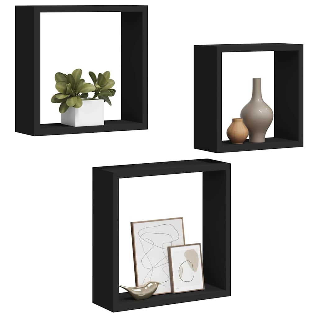 Mensole a Cubo da Parete 3 pz Bianche in MDF