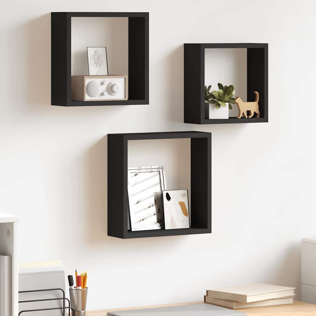 Mensole a Cubo da Parete 3 pz Bianche in MDF