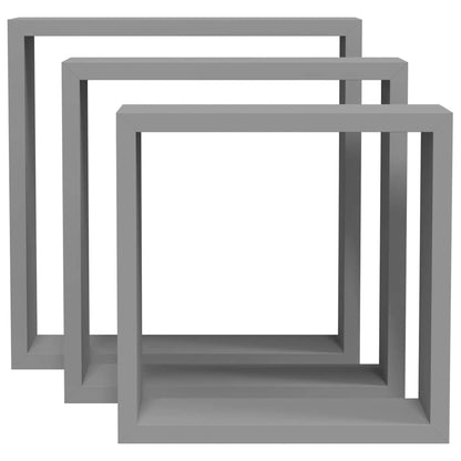 Mensole a Cubo da Parete 3 pz Grigie in MDF