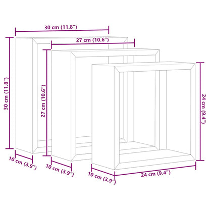 Mensole a Cubo da Parete 3 pz Grigie in MDF