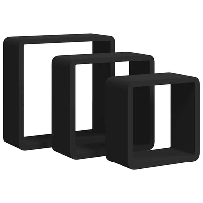 Mensole a Cubo da Parete 3 pz Nere in MDF | homemem39