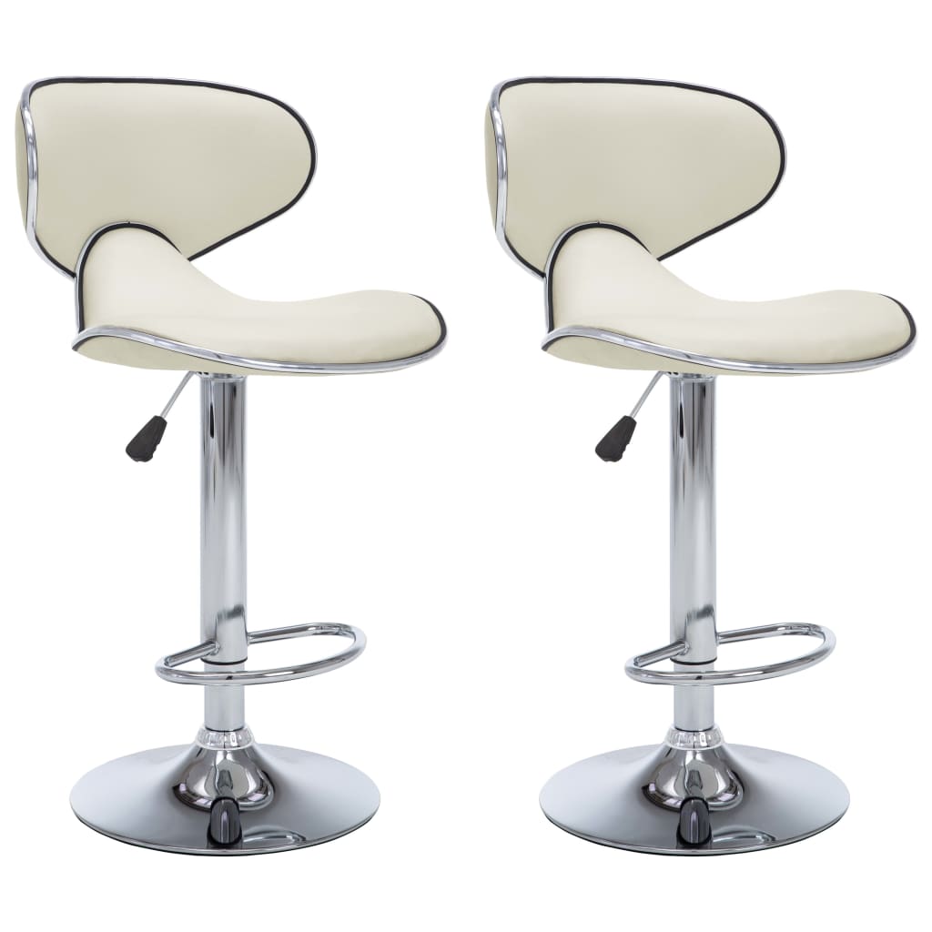 323647 vidaXL Bar Stools 2 pcs Cream Faux Leather - homemem39