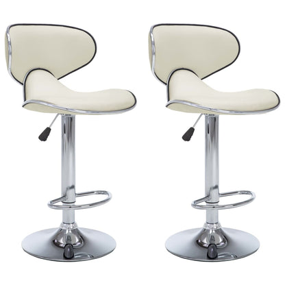 323647 vidaXL Bar Stools 2 pcs Cream Faux Leather - homemem39