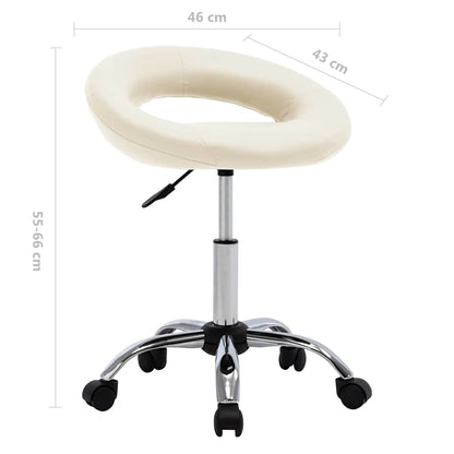 Sedia da Lavoro con Ruote Crema in Similpelle