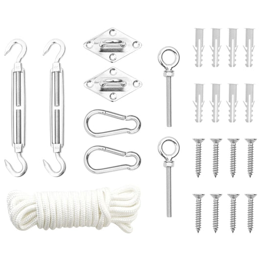 Set Accessori per Vela Parasole 9 pz in Acciaio Inossidabile